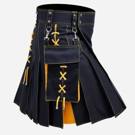 "A hybrid laces cotton jeans utility kilt, blending traditional Scottish style with modern design, available at TrevenStore."

In the pin image, viewers can see a hybrid laces cotton jeans utility kilt, representing a blend of traditional Scottish style and modern design. Crafted from 100% cotton jeans fabric, this versatile kilt from TrevenStore offers a contemporary twist on a classic garment. Perfect for those seeking a balance between tradition and modernity. Kilt Pattern, Scottish Skirt, Punk Mode, Punk Skirt, Utility Kilt, Scottish Kilts, Men In Kilts, Gothic Rock, Polyester Pants