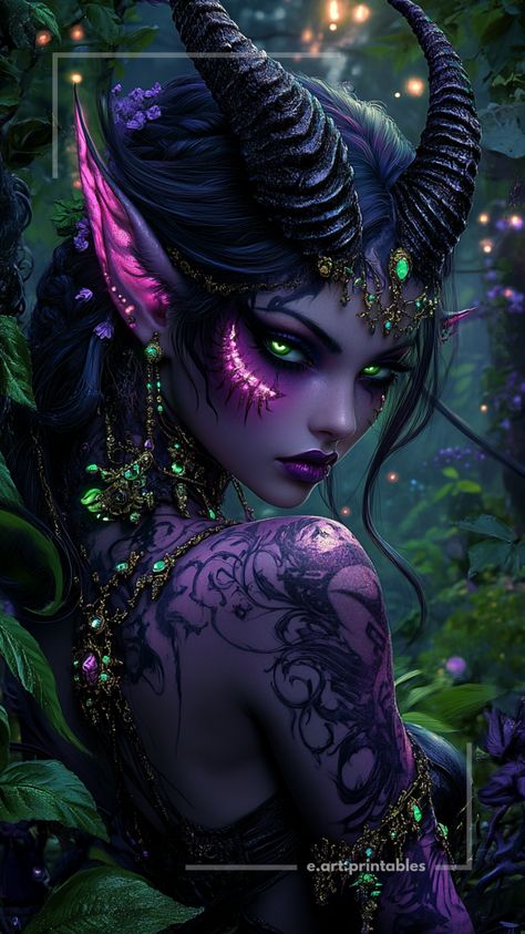 Fey Queen Fantasy Art, Witch Queen Fantasy Art, Dark Forest Witch Makeup, Gothic Fantasy Art Mystic, Fantasy Creatures Art Humanoid, High Fae Aesthetic, Unseelie Fae Aesthetic, Fae Woman, Unseelie Fae