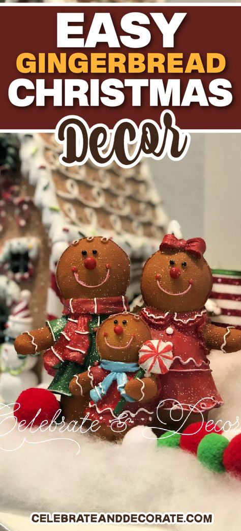 Diy Gingerbread Men Decorations, Gingerbread Pattern Templates, Ginger Bread Christmas Tree Ideas, Gingerbread Man Centerpiece, Decorating With Gingerbread Theme, Diy Gingerbread Christmas Decorations, Diy Gingerbread Decorations Ideas, Gingerbread Tree Ideas, Gingerbread Christmas Trees