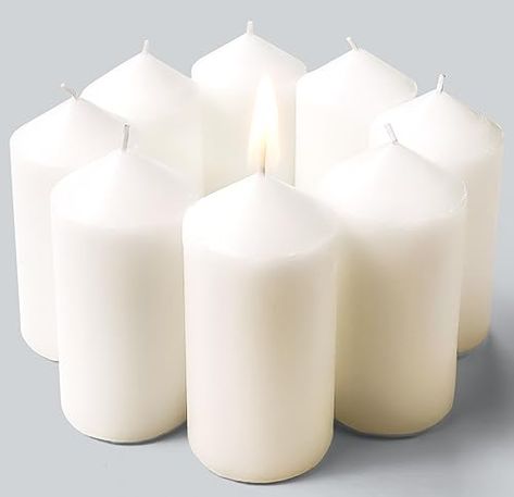 Church Home, Large Pillar Candles, White Pillar Candles, Bulbs Indoor, Simple Packaging, Paraffin Wax, Pillar Candle, Fashion Toys, Candle Set