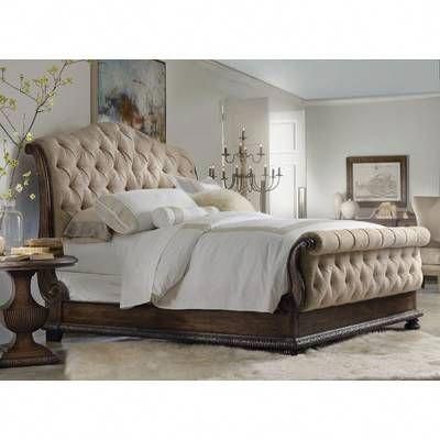 #bedroomsets Tufted Bedroom Set, Tufted Bedroom, Hooker Furniture Bedroom, King Sleigh Bed, Upholstered Sleigh Bed, Sleigh Bedroom Set, Tufted Bed, Sleigh Bed, Dekorasi Kamar Tidur