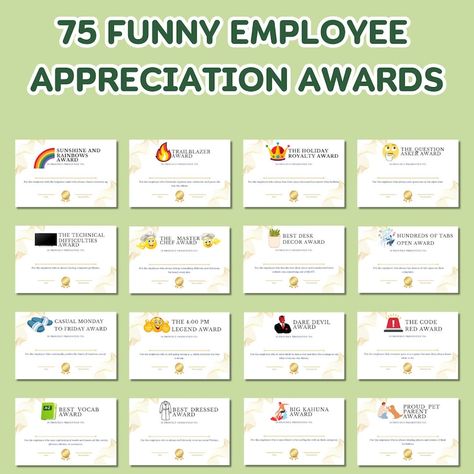 Funny Employee Appreciation Award Certificate, Recognition Award for Employee, Staff Appreciation Gift, Funny Gift for Employee Appreciation - Etsy Canada Fun Incentives For Employees, Funny Work Awards, Funny Awards For Employees Humor, Employee Appreciation Ideas Staff Morale, Fun Employee Appreciation Ideas, Employee Application, Coworker Appreciation Gifts, Funny Employee Awards, Work Sayings