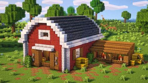 Barn For Animals, Minecraft Horse Stables, Chalet Minecraft, Mansion Minecraft, Minecraft Barn, Villa Minecraft, Minecraft Horse, Construction Minecraft, Case Minecraft