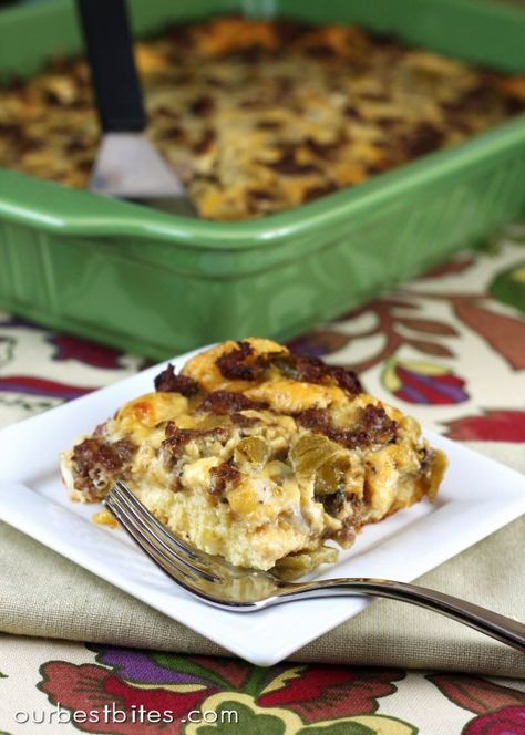 Overnight Sausage and Egg Casserole | Our Best Bites. We made this Christmas morning last year. I still remember how good it was. Chile Casserole, Sausage And Egg Casserole, French Dips, Sausage Egg Casserole, Egg Sausage, Sautéed Onions, Our Best Bites, Overnight Breakfast, Cheese Cheddar