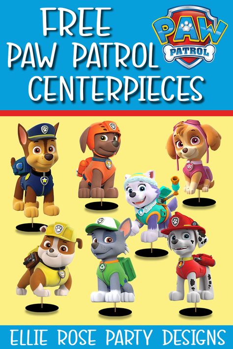 Looking for some Paw patrol Table decoration ideas? Why not add these easy to make DIY Paw patrol centerpieces to your table setup. Click through to grab your freebie #pawpatrolpartyideas #pawpatrolprintables #pawpatrolparty #pawpatroltheme #pawpatrolbirthday #pawpatrolinvitation #marshallpartyideas #pawpatrolbanner #pawpatrolprintables Paw Patrol Party Tables, Paw Patrol Party Centerpieces Diy, Paw Patrol Party Printables Free, Paw Patrol Free Printables Birthday, Paw Patrol Decoration Ideas, Paw Patrol Diy Party Ideas, Paw Patrol Centerpiece Ideas Diy, Paw Patrol Images Free Printable, Paw Patrol Table Setup