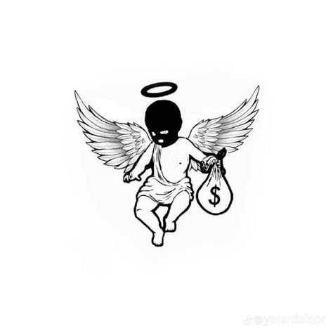 Small Tattoos, Tattoo Ideas, Sketch, Angel, Money, Tattoos