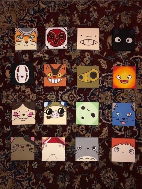 Ghibli Artwork, Cute Canvas Paintings, Anime Canvas Art, Canvas Painting Designs, Painting Ideas On Canvas, Studio Ghibli Art, Anime Crafts, Kraf Diy, With My Friends