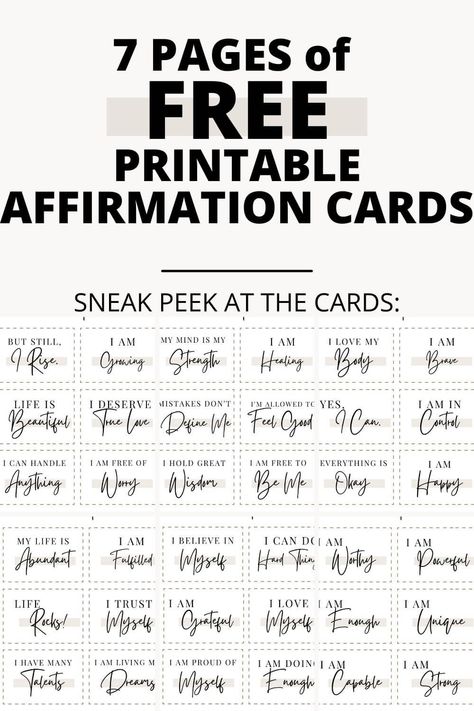 This free printable affirmation card pdf is PERFECT for beginners looking into positive affirmations. This is the best free printable affirmation card around! #positiveaffirmations #affirmationcards #freeprintables Free Printable Affirmation Cards, Affirmation Ideas, Positive Affirmations For Kids, Affirmation Board, Positive Affirmation Cards, I Am Affirmations, Affirmations For Kids, Gratitude Affirmations, Affirmations For Women