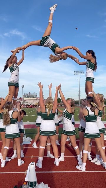 TWCA Varsity Cheer on Instagram: "weeee are ready for Homecoming week!🏈" Cheer Box Ideas High School, Varsity Cheer Uniforms, Cheer Stunts High School Pyramid, Aesthetic All Star Cheer Pictures, Varsity Cheerleading, College Pyramids Cheer Stunts, Cheer Box, Tglc Cheer Uniform 2022, Rally Idea