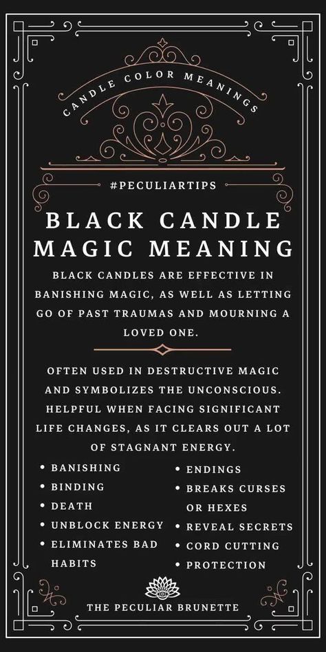 Black Candle Magic, Black Candles Magic, Candle Color Meanings Magic, Black Candle Spells, Candle Meanings, Candle Meaning, Candle Color Meanings, Candle Magic Spells, Hoodoo Spells