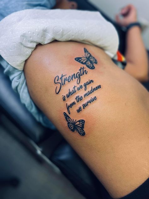 Thigh Tattoo Quotes, Cute Thigh Tattoos, Stomach Tattoos Women, Tattoos Quotes, Belly Tattoos, Meaningful Tattoo Quotes, Hand Tattoos For Girls, Cute Hand Tattoos, Pretty Hand Tattoos