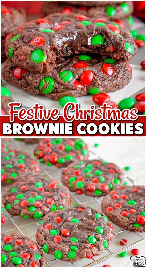 CHRISTMAS BROWNIE COOKIES - Butter with a Side of Bread Easy Brownie Cookies, Brownie Cookie Recipe, Christmas Brownie, Chocolate Marshmallow Cookies, Salted Caramel Pretzels, Easy Brownie, Chocolate Chip Shortbread Cookies, Christmas Brownies, Cookies Holiday