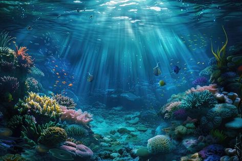 Photo underwater scene coral reef world ... | Premium Photo #Freepik #photo Sea Corals, Ocean Wildlife, Wildlife Landscape, Underwater Scene, Sea Coral, Oceans Of The World, Card Banner, Poster Invitation, Underwater Photography