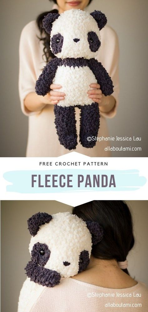 Crochet Panda Plush Pattern, Panda Pattern Sewing, Giant Panda Crochet Pattern, Crochet Big Stuffed Animals Free Pattern, Free Crochet Stuffed Animal Patterns Easy, Panda Plushie Crochet, Crochet Free Pattern Plushies, Large Crochet Plush Pattern Free, Bernat Blanket Yarn Patterns Crochet Stuffed Animals