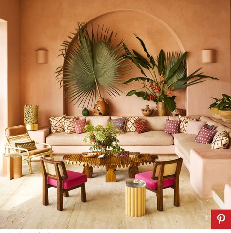 Elegant Sitting Room, Summer Thornton, Magical Spaces, Mexico House, Interior Design Per La Casa, Modern Mexican, Grasscloth Wallpaper, Design Del Prodotto, Family Rooms