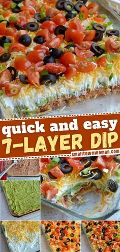 Easy 7 Layer Dip, Layer Dip Recipe, 7 Layer Dip Recipe, Layered Dip Recipes, 7 Layer Dip, Seven Layer Dip, Layer Dip, Mini Pizzas, Dip Recipes Easy