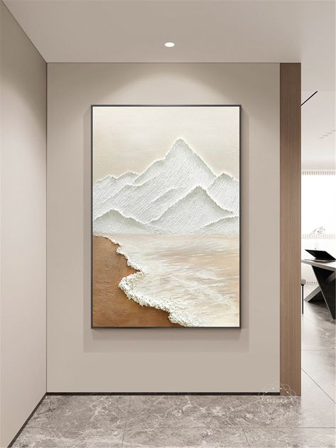 Large 3D texture wall art abstract painting on canvas orange acrylic Mountains landscape for living room home wall decor handmade mdern art Large Wall Art Cabin, Vertical Canvas Art, Art Work For Bathroom, Landscape Texture Painting, Mountains Texture Art, Textured Canvas Art Mountains, Textured Art Mountain, Painting For Living Room On Canvas, Mountain Texture Painting