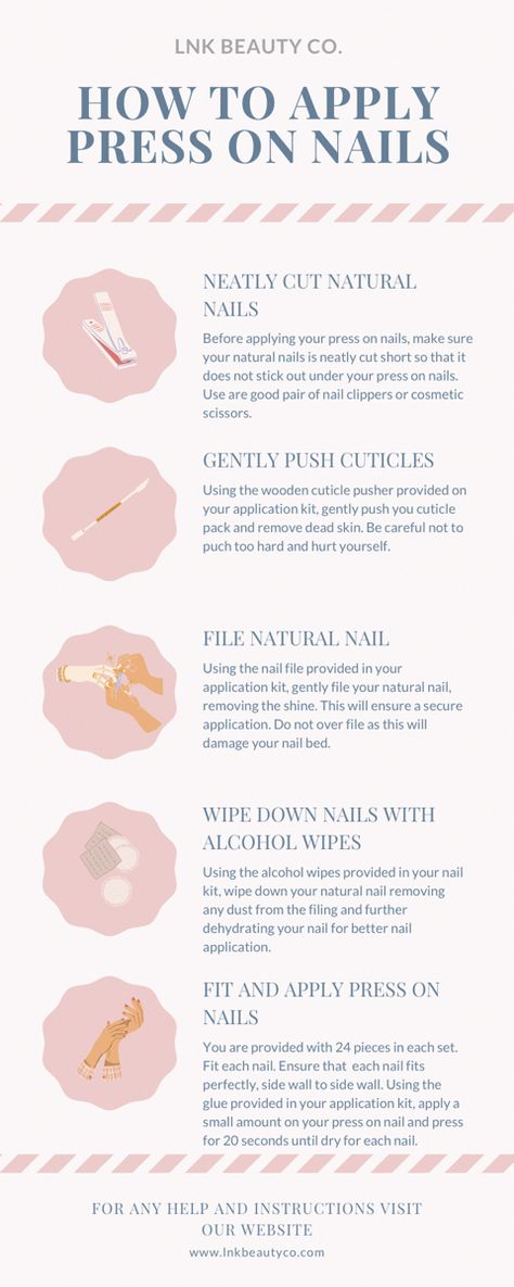 Follow these instructions to correctly apply press on nails for begginers Ready To Ship Press On Nails, Presson Nail Package, Best Way To Glue On Nails, How To Order Press On Nails, How To Make Presson Nails Last, Nail Begginers, Press On Nail Template, Press On Application, Press On Tips