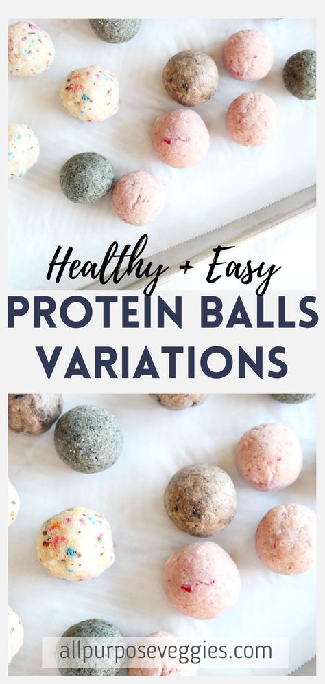 Protein balls / energy bites with variations: here are some easy and healthy protein powder recipes that's no bake, gluten free and low carb. These protein bites are great snack ideas for those days when you need a quick snack to fill you up. They can also be vegan-friendly, and fun to make with friends, kids or family! Go to my website for all the different flavor variations! #highprotein #homemade #cleaneating #proteinfoods #keto Healthy Oreo Protein Balls, Monster Protein Balls Healthy, Protein Powder Power Balls, Protein Bites With Protein Powder, Organic Protein Balls, Protein Balls Without Nut Butter, Fruity Protein Balls, Thm Energy Balls, Vanilla Protein Balls No Bake