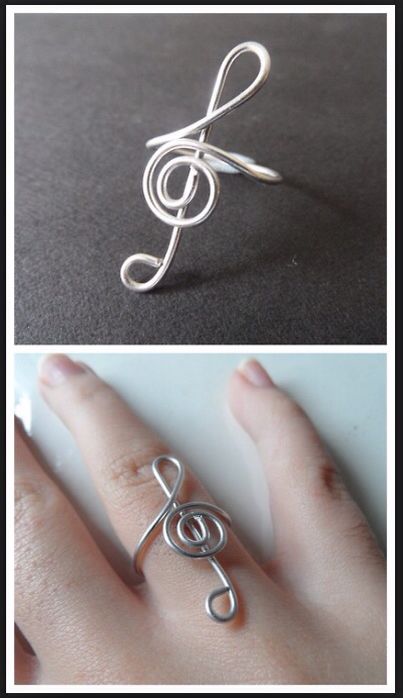 Treble clef ring Cincin Diy, Wire Jewelery, Diy Ring, Bijoux Fil Aluminium, Wire Jewelry Designs, Music Jewelry, Diy Wire Jewelry, Diy Rings, Homemade Jewelry