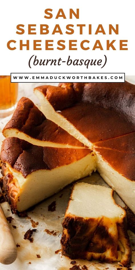 Basque Burnt Cheesecake Vegan, San Sebastian Recipe, Sebastian Cheesecake Recipe, San Sebastian Cheesecake Recipe, Cheesecake Burnt, Basque Burnt Cheesecake Recipe, Burnt Cheesecake Recipe, Tart Cheesecake, Basque Recipes