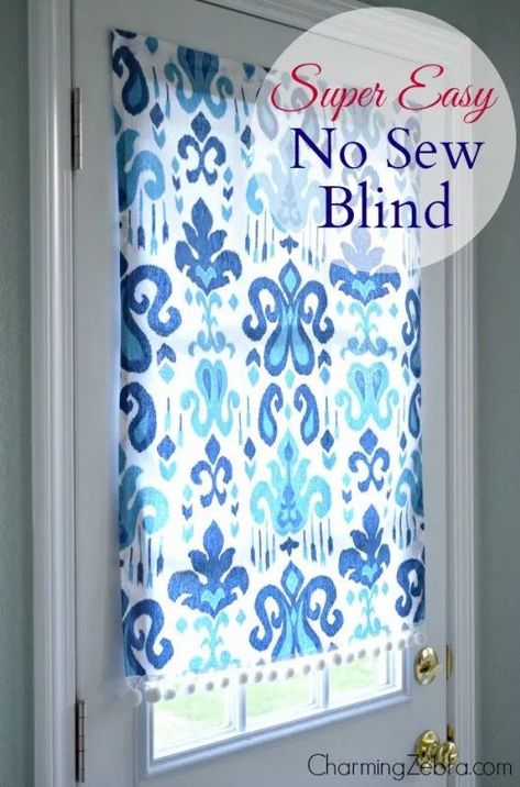 No-Sew Magnetic Blind Tutorial | Charming Zebra on Remodelaholic.com #AllThingsWindows #no-sew Magnetic Blinds, Metal Entry Doors, Curtain Tutorial, Door Window Covering, Kitchen Window Curtains, Diy Window Treatments, Half Doors, Curtain For Door Window, Curtain Hanging