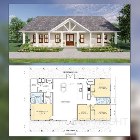 Lakeview House Construction Plans Open Plan Design Modern Farmhouse 3 Bed/2 Bath Home Office 1920 Square Feet Drawings Blueprints - Etsy Australia Uk Open Plan Living, 3 Bed 3 Bath Mobile Home, 3 Bed 3.5 Bath Open Floor Plans, 3 Bed 2 Bath Floor Plans Open Concept Side Garage, Open Floor Plan Living Room And Kitchen Woodworking Plans, Open Plan Design, Plan Garage, Barn Style House Plans, Barndominium Floor Plans