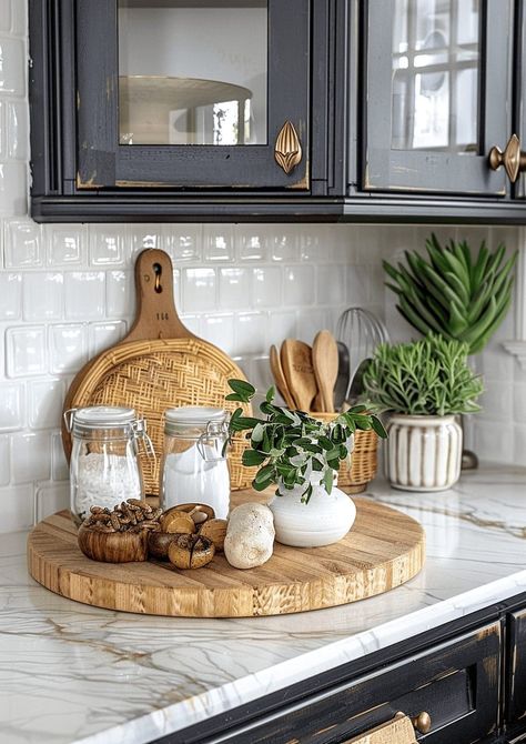 27 Best Kitchen Counter Decor Ideas to Transform Your Space 74 27 Best Kitchen Counter Decor Ideas to Transform Your Space Kitchen Counter Ideas Decor, Kitchen Countertops Wood, Kitchen Counter Decor Ideas, Modern Kitchen Countertops, Kitchen Counter Storage, Counter Decor Ideas, Kitchen Countertop Decor, Kitchen Counter Organization, Utensil Holders