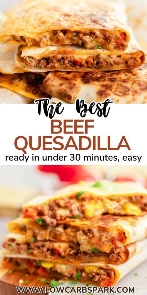 This beef quesadilla is cheesy, crispy, and bursting with flavor, making it a simple and satisfying option for a quick lunch or a gathering with friends. Mexican Quesadilla Recipes, Best Quesadilla Recipe, Healthy Quesadilla Recipe, Quesadilla Recipes Beef, Ground Beef Quesadillas, Quesadilla Recipes Easy, Beef Quesadillas, Easiest Recipes, Quesadilla Recipe