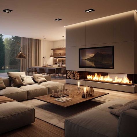 Contemporary Living Room Design, Elegant Living Room Design, Room With Fireplace, Living Room Decor Fireplace, Living Room Design Inspiration, Room Curtains, Curtains Living, 아파트 인테리어, Ideas Living Room