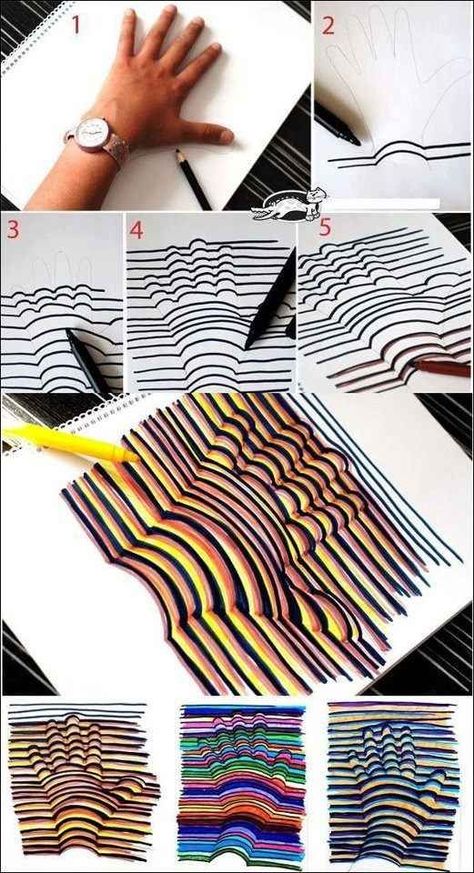 27 Pointless Projects To Do When You’re Bored At Work Oppgaver For Barn, Drawing Hair, 3d Hand, Bored At Work, Fun Crafts For Kids, Drawing Challenge, Op Art, Crafts To Do, Drawing Techniques