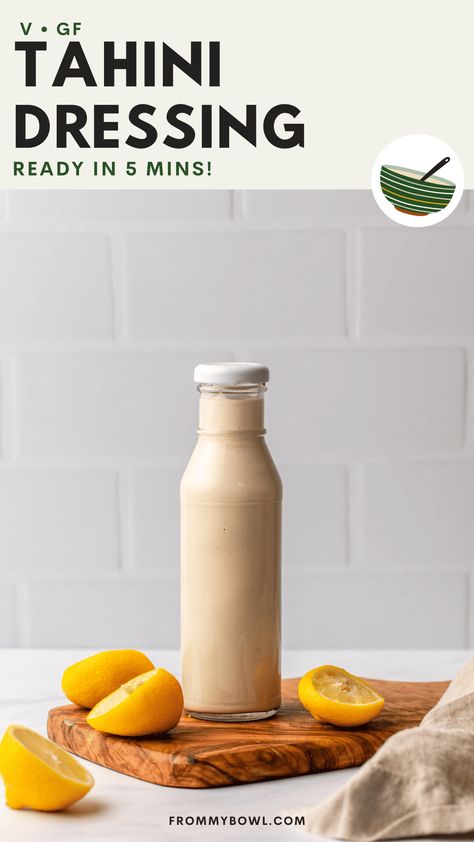 This Lemon Tahini Dressing is made with just 3 simple ingredients in 5 minutes. It's the ultimate creamy sauce for just about anything. Gluten-free, Vegan, Oil-free. How To Make Tahini, Tahini Salad Dressing, Hummus Salad, Falafel Burgers, Homemade Tahini, Tahini Paste, Sweet Potato Kale, Lemon Tahini Dressing, Vegan Sauces