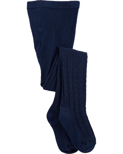 Cable Knit Tights | oshkosh.com Toddler Girl Accessories, Cable Knit Tights, Navy Tights, Oshkosh Baby, Knit Tights, Girl Accessories, Kids Denim, Outfit Maker