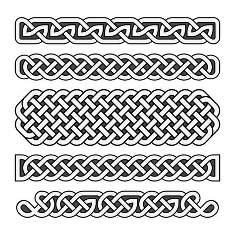 Celtic knots vector medieval borders set in black and white Premium Vector Celtic Band Tattoo, Tattoos Celtic, Black And White Tattoos, Tattoo Band, Celtic Knot Tattoo, Celtic Band, White Tattoos, Celtic Ornaments, Knot Tattoo