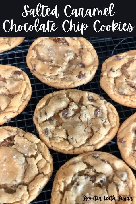 Pillsbury Chocolate Chip Cookies, Salted Caramel Chocolate Chip Cookies, Perfect Chocolate Chip Cookie Recipe, German Chocolate Cookies, Salted Caramel Cookies, Caramel Chocolate Chip Cookies, Perfect Chocolate Chip Cookies, Salted Caramel Chocolate, Caramel Cookies