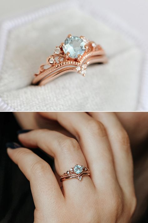 Cute Engagement Rings, Future Engagement Rings, Gold Diamond Wedding Band, Aquamarine Engagement Ring, Gold Ring Designs, Morganite Engagement, Dream Engagement Rings, Morganite Engagement Ring, Ring Ideas