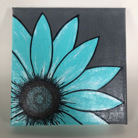 #flower #canvas #painting #acrylic #grey #teal #walldecor Teal Canvas Painting, Grey Painting Ideas On Canvas Easy, Gray Canvas Painting Ideas, Grey Canvas Painting Ideas, Grey Painting Ideas, Teal Painting Ideas Canvas, Grey Painting Ideas On Canvas, Blue Painting Ideas Easy, Black Canvas Art Ideas Easy