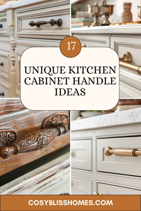 17 creative kitchen cabinet handle ideas await! Transform your space with varying styles like mixed metals, upcycled options, or bold chandelier pulls. These cabinet handles are more than practical; they’re the perfect way to add personality and flair to your kitchen design. Experiment with mixing modern and vintage styles or showcase a pop of color to make your cabinets shine. From rustic charm to sleek contemporary designs, changing your cabinet handles can offer a refreshing update. Discover the perfect finishes to highlight your unique kitchen style! Kitchen Cabinet Pulls Hardware Bronze, Rubbed Oil Bronze Kitchen Hardware, Cottage Cabinet Hardware, Traditional Hardware For Cabinets, Craftsman Kitchen Cabinet Hardware, Cabinet Pulls For Light Wood Cabinets, Kitchen Drawer Pulls White Cabinets, Modern Farmhouse Cabinet Pulls, Vintage Kitchen Cabinet Hardware