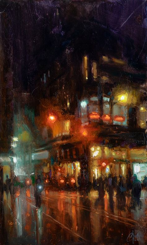 NYC - Bustling Corner | This is an original New York City NY… | Flickr New York Painting, Acrylic Painting Inspiration, Jazz Art, City Drawing, Nyc Art, City Painting, Art Corner, New York Art, Night Painting