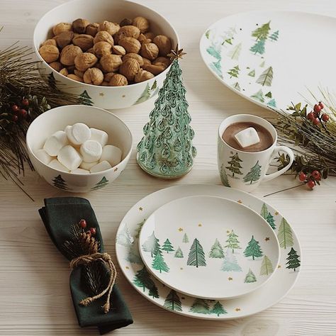 Perfect holiday dinnerware set to wow your family and guests! Holiday Dinnerware, Dinner Plate Set, Christmas Dinnerware, Holiday Tablescapes, Dinner Plate Sets, Pine Trees, Serving Piece, Dinnerware Set, Dinnerware Sets