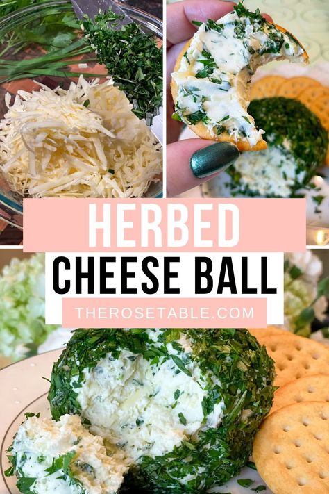 Easy-to-make herbed cheese ball made with cream cheese and white cheddar Herb Cream Cheese Recipe, Love Herbs, Healthy Baking Desserts, Cream Cheese Ball, Ice Cream Drinks, Disney Dinner, No Cook Appetizers, Herb Cheese, Herb Recipes