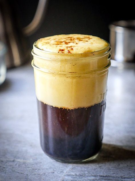 Vietnamese Egg Coffee {Paleo, Dairy-free} - The Sophisticated Caveman Coffee Around The World, Robusta Coffee, Egg Coffee, Vietnamese Coffee, Breakfast And Brunch, Coffee Serving, Coffee Recipe, Coconut Sugar, Coconut Cream