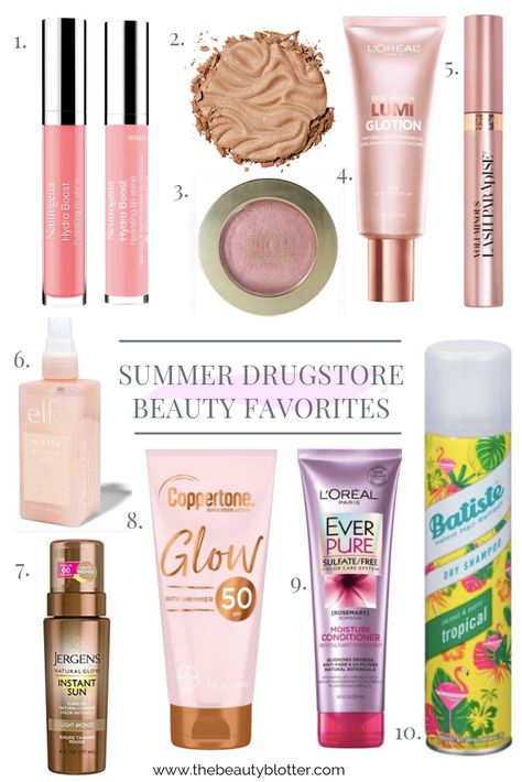 MY FAVORITE AFFORDABLE SUMMER BEAUTY PRODUCTS | I am sharing some of my favorite affordable summer beauty products on the blog today, including my favorite bronzer, the best, hydrating lipgloss  and my go-to shampoo for the whole family. Summer Makeup Products, Summer Beauty Products, Glam Team, Summer Beauty Tips, Bath Routine, Nails Care, Makeup Favorites, Drugstore Products, Perfect Eyelashes