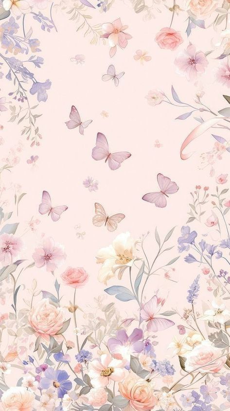 Pink Background With Butterflies, Rawpixel Wallpaper, Pink Flower Aesthetic Wallpaper, Flowers Background Wallpapers, Pink Wallpaper Pastel, Aesthetic Pattern Wallpaper, Background Flower Design, Flower Design Wallpaper, Pink Butterfly Aesthetic