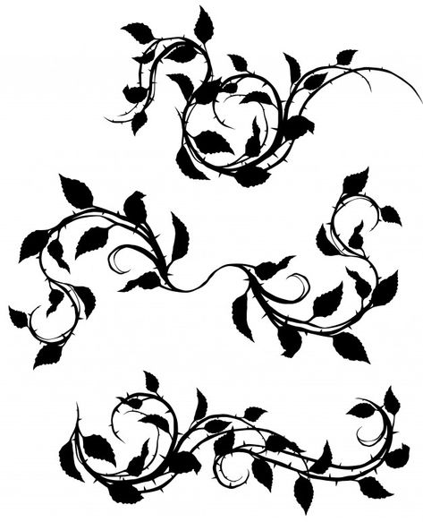 Black Vines Tattoo, Thorns Tattoo Vines, Thorn Silhouette, Vine And Thorn Tattoo, Black Silhouette Tattoos, Black Vine Tattoo, Roses And Thorns Tattoo, Background For Tattoos, Rose Thorns Tattoo