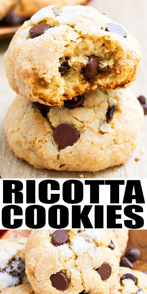 Ricotta Cheese Cookies, Recipe Using Ricotta, Ricotta Cookies Recipe, Ricotta Dessert, Desserts Simple, Icing Glaze, Ricotta Cheese Recipes, Quick Cookies Recipes, Ricotta Cookies