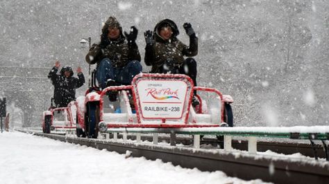 Gangchon Rail Park is a popular tourist attraction where visitors can pedal along old railroad tracks while taking in the lovely Bukhangang River scenery during different season. River Scenery, Different Seasons, Tourist Attraction, Railroad Tracks, Seoul