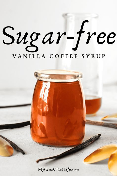 Making Homemade Sugar-free Vanilla Coffee Syrup is not only super easy and will save you tons of money, but is also eliminates all the unwanted weird additives that are found in commercial keto vanilla coffee syrups. Only 4 ingredients and 5 minutes of time, this sugar-free vanilla coffee syrup recipe will allow you to bring out the barrista within you! Keto Coffee Syrup, Sugar Free Simple Syrup Recipe, Sugar Free Syrup Recipe, Vanilla Coffee Syrup, Coffee Syrup Recipe, Sugar Free Coffee, Vanilla Syrup For Coffee, Homemade Coffee Syrup, Sugar Free Coffee Syrup