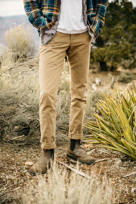 Everything you love about our original boots, turned up to max. Supple leather, leather-lined. More comfort. More protection. More places to see and go.  #blundstone #blundstoneboots #blundstoneusa #leatherboots #chealseaboots #outfitideas #grandcanyon #outdoors #roadtrip Mens Fashion Blundstone, Blundstone Outfits For Men, Blundstones Outfit Ideas Men, Mens Outfits With Blundstones, Men’s Blundstones, Men In Blundstones, Blundstone Mens Outfit, Men Blundstone Outfit, Blundstone Men’s Outfits