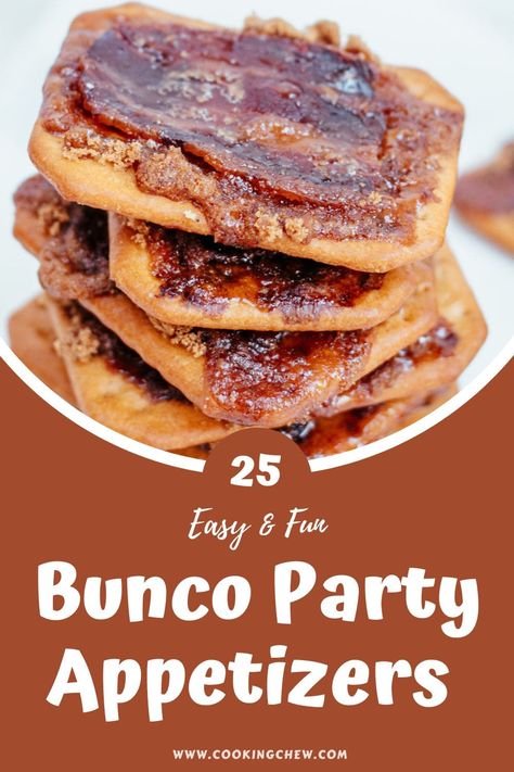 Bunco Finger Foods, Bunco Food Appetizers, Snacks For Bunco Party, Bunco Food Ideas Easy Recipes, Appetizers For Bunco Night, Game Night Appetizers Parties, Bunco Appetizers Easy, Bunco Party Food Ideas, Game Night Finger Food Ideas